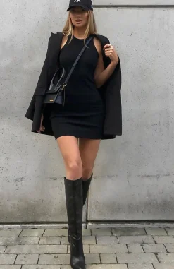 Restocked | White Fox Boutique Star Power Ribbed Mini Dress black