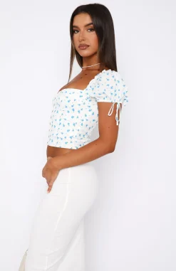Shirts & Blouses | White Fox Boutique Steal The Moment Bustier Blue Ditsy Floral white
