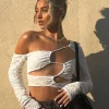 Shirts & Blouses | White Fox Boutique Step Aside Long Sleeve Crop white