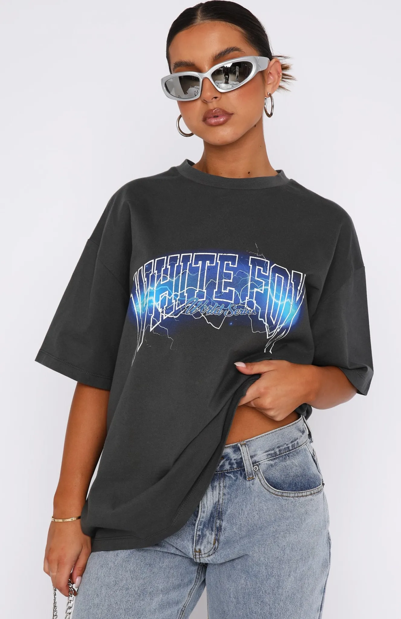 Restocked | White Fox Boutique Step It Up Oversized Tee Charcoal grey