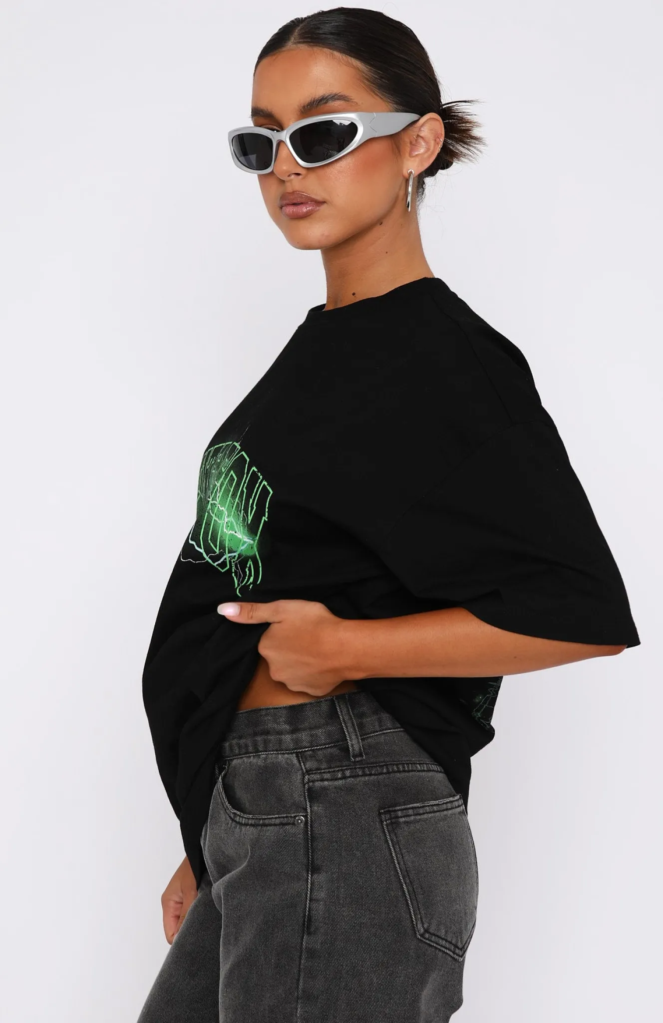Restocked | White Fox Boutique Step It Up Oversized Tee black