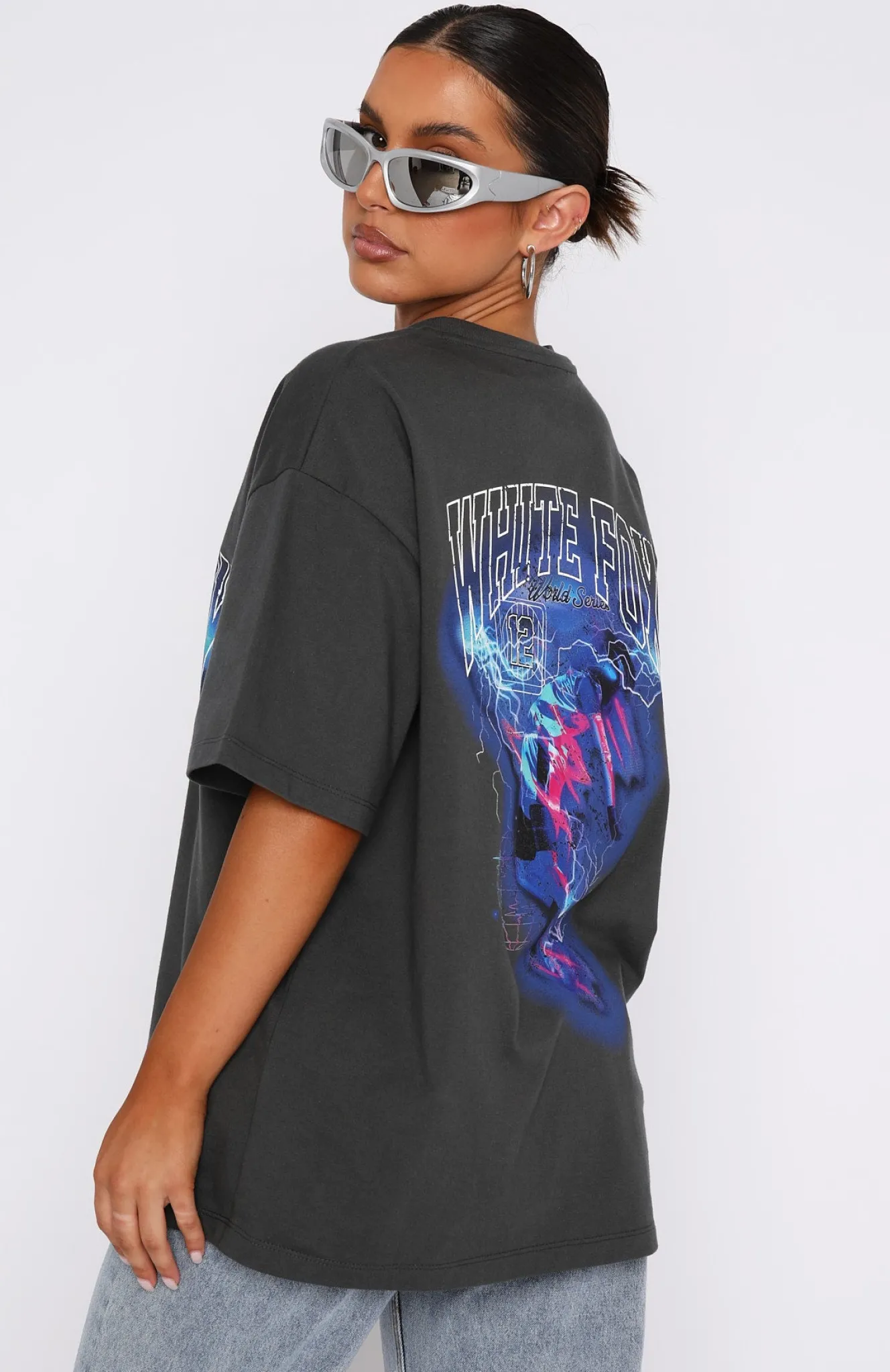 Restocked | White Fox Boutique Step It Up Oversized Tee Charcoal grey