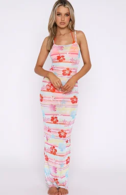 Maxi Dresses | White Fox Boutique Still Waiting Mesh Maxi Dress Tropical Horizon multi