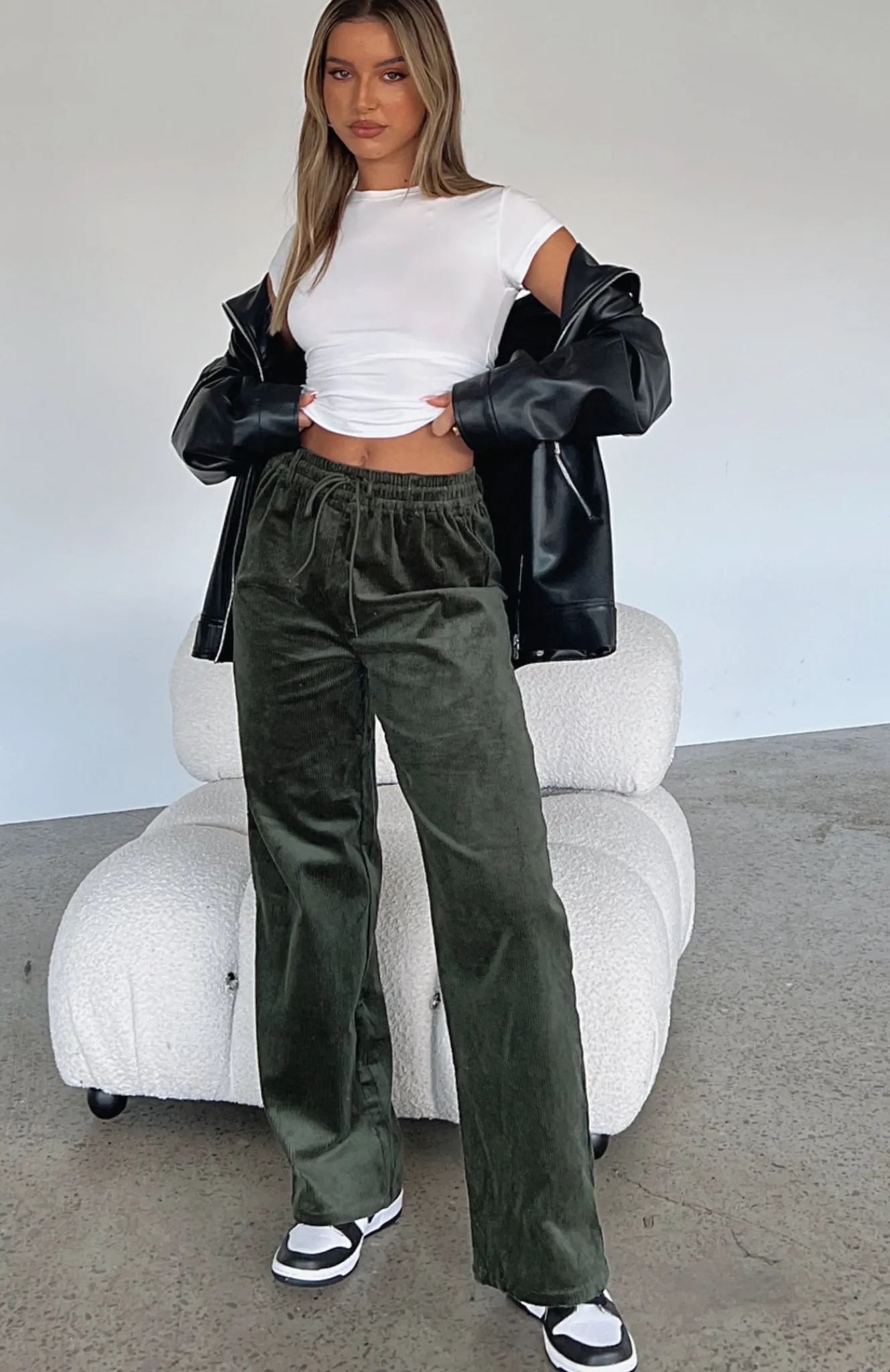 Pants | White Fox Boutique Stop Trying Cord Pants Khaki green