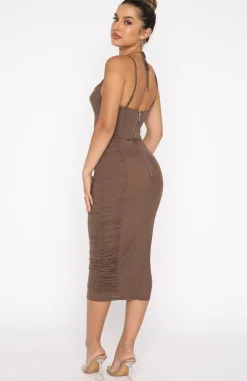 Formal Dresses | White Fox Boutique Sweetest Touch Midi Dress Mocha brown