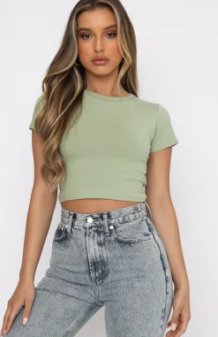 Shirts & Blouses | White Fox Boutique Switching Sides Crop Sage green