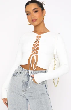Shirts & Blouses | White Fox Boutique Take A Shot Ribbed Long Sleeve Crop white