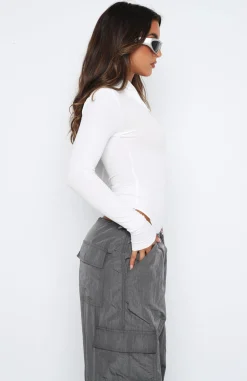 Shirts & Blouses | White Fox Boutique Take A Walk Long Sleeve Ribbed Bodysuit white