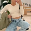 Shirts & Blouses | White Fox Boutique Take Me Higher Long Sleeve Crop Beige nude