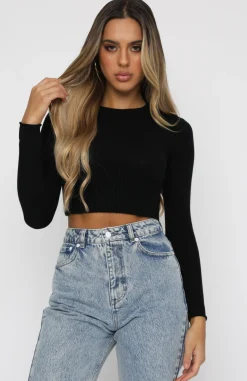 Shirts & Blouses | White Fox Boutique Take Me Higher Long Sleeve Crop black