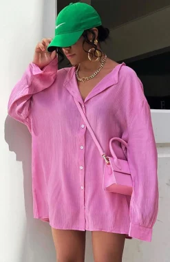 Resort Wear | White Fox Boutique Take Me Out Shirt pink