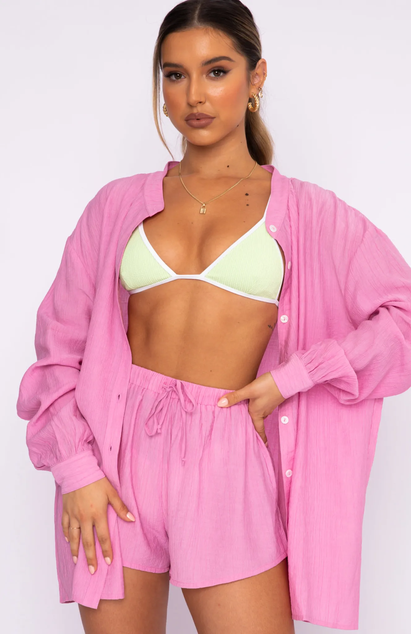 Resort Wear | White Fox Boutique Take Me Out Shirt pink