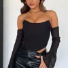 Shirts & Blouses | White Fox Boutique Take Me Somewhere Long Sleeve Bustier black