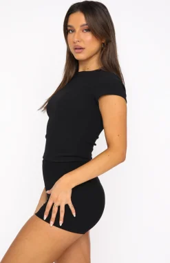 Shirts & Blouses | White Fox Boutique Take Me There Ribbed Baby Tee black