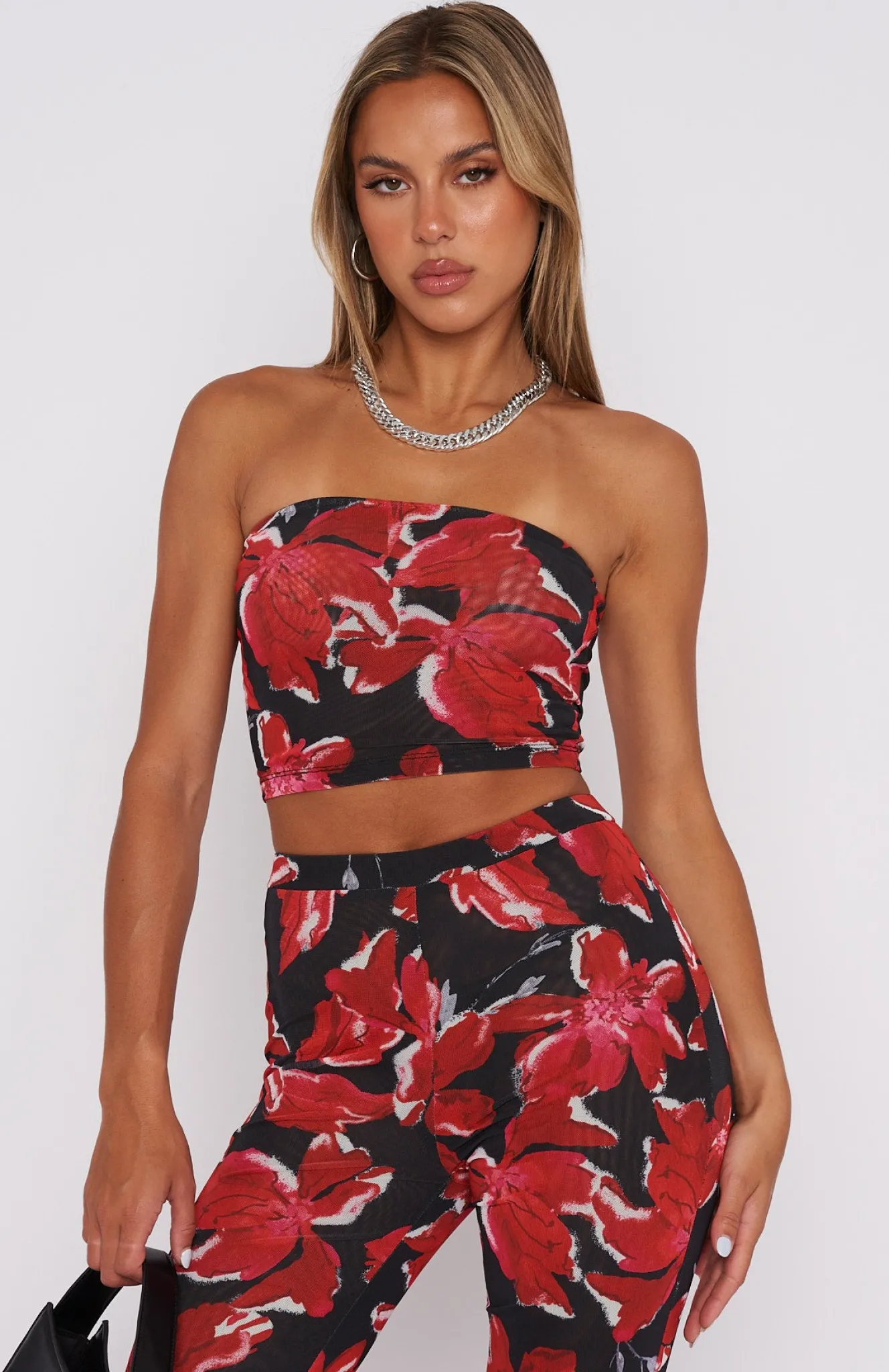 Shirts & Blouses | White Fox Boutique Take Notice Strapless Crop Wildflower black