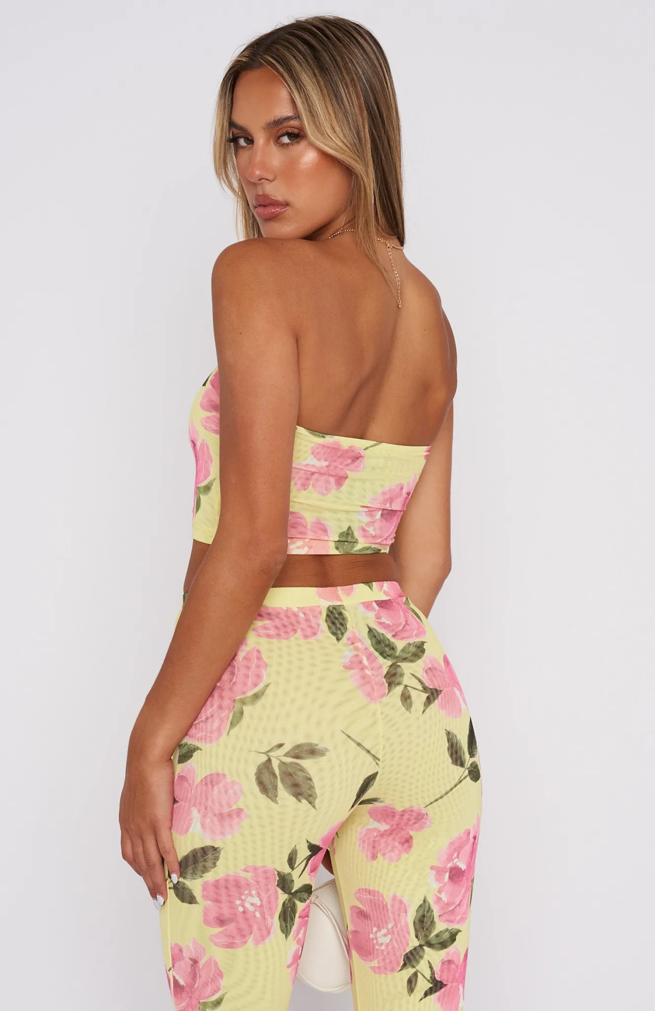Shirts & Blouses | White Fox Boutique Take Notice Strapless Crop Lemon Rose yellow