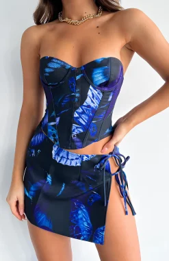 Restocked | White Fox Boutique Taking Flight Mini Skirt Sapphire Morpho blue