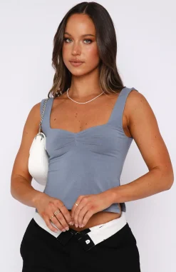 Shirts & Blouses | White Fox Boutique Taking Off Top Steel blue
