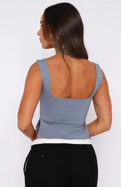 Shirts & Blouses | White Fox Boutique Taking Off Top Steel blue