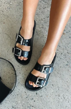 Slides | White Fox Boutique Tash Slides Croc black