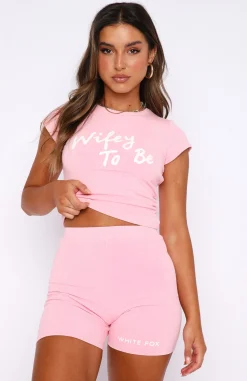 Shorts | White Fox Boutique Team Bride Ribbed Bike Shorts Baby pink