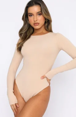 Shirts & Blouses | White Fox Boutique The Come Back Long Sleeve Bodysuit Stone nude