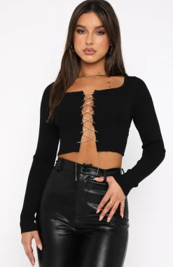 Shirts & Blouses | White Fox Boutique Time On My Side Long Sleeve Crop black