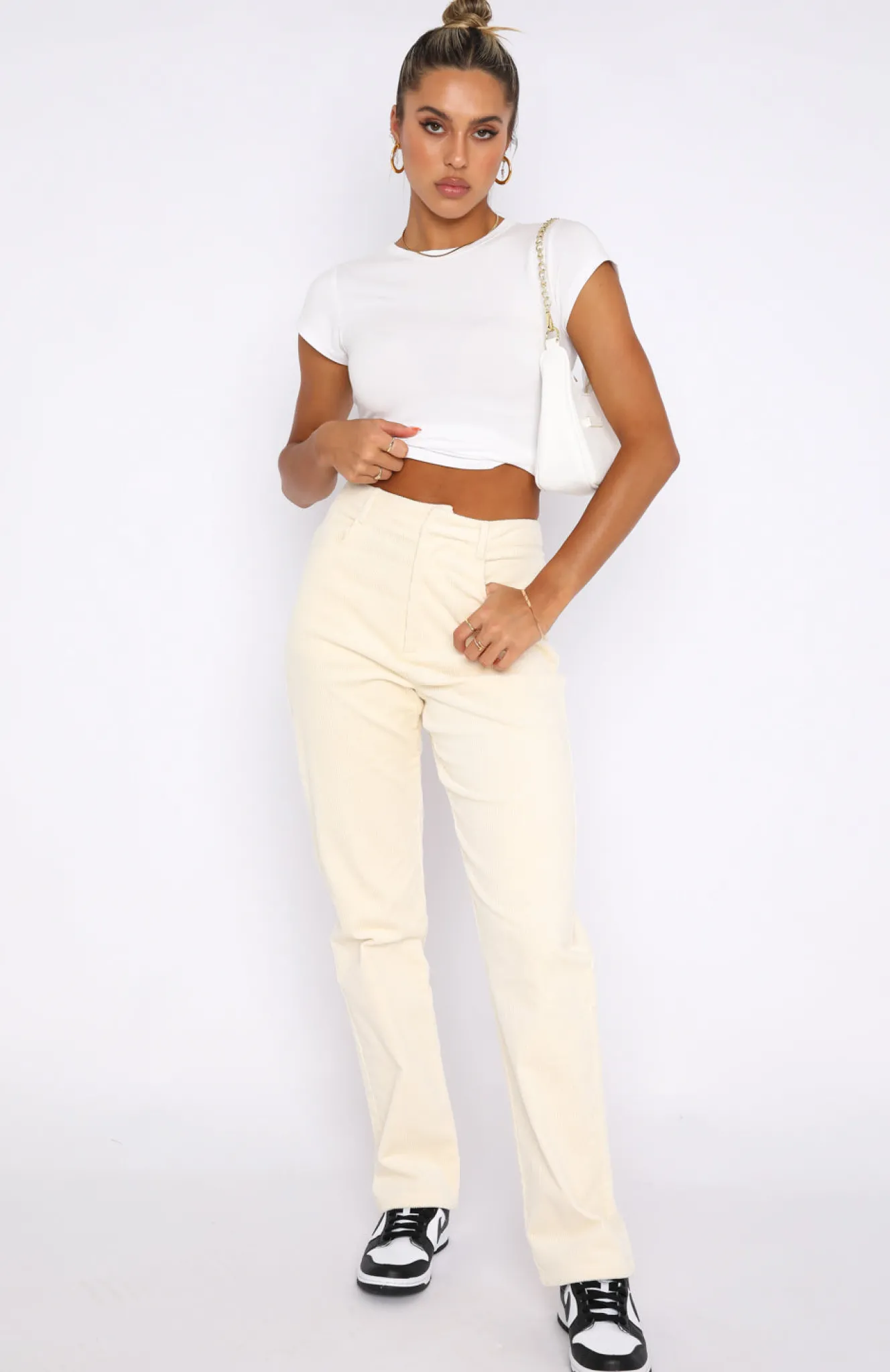 Pants | White Fox Boutique Treat Me Better Cord Pants Cream white