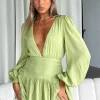 Long Sleeve Dresses | White Fox Boutique True To You Long Sleeve Mini Dress Matcha green