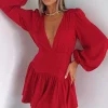 Long Sleeve Dresses | White Fox Boutique True To You Long Sleeve Mini Dress red