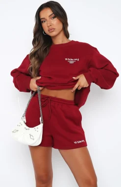 Shorts | White Fox Boutique Turn It Around Lounge Shorts Dark red