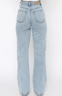 Denim | White Fox Boutique Unbothered Jeans Washed Print blue