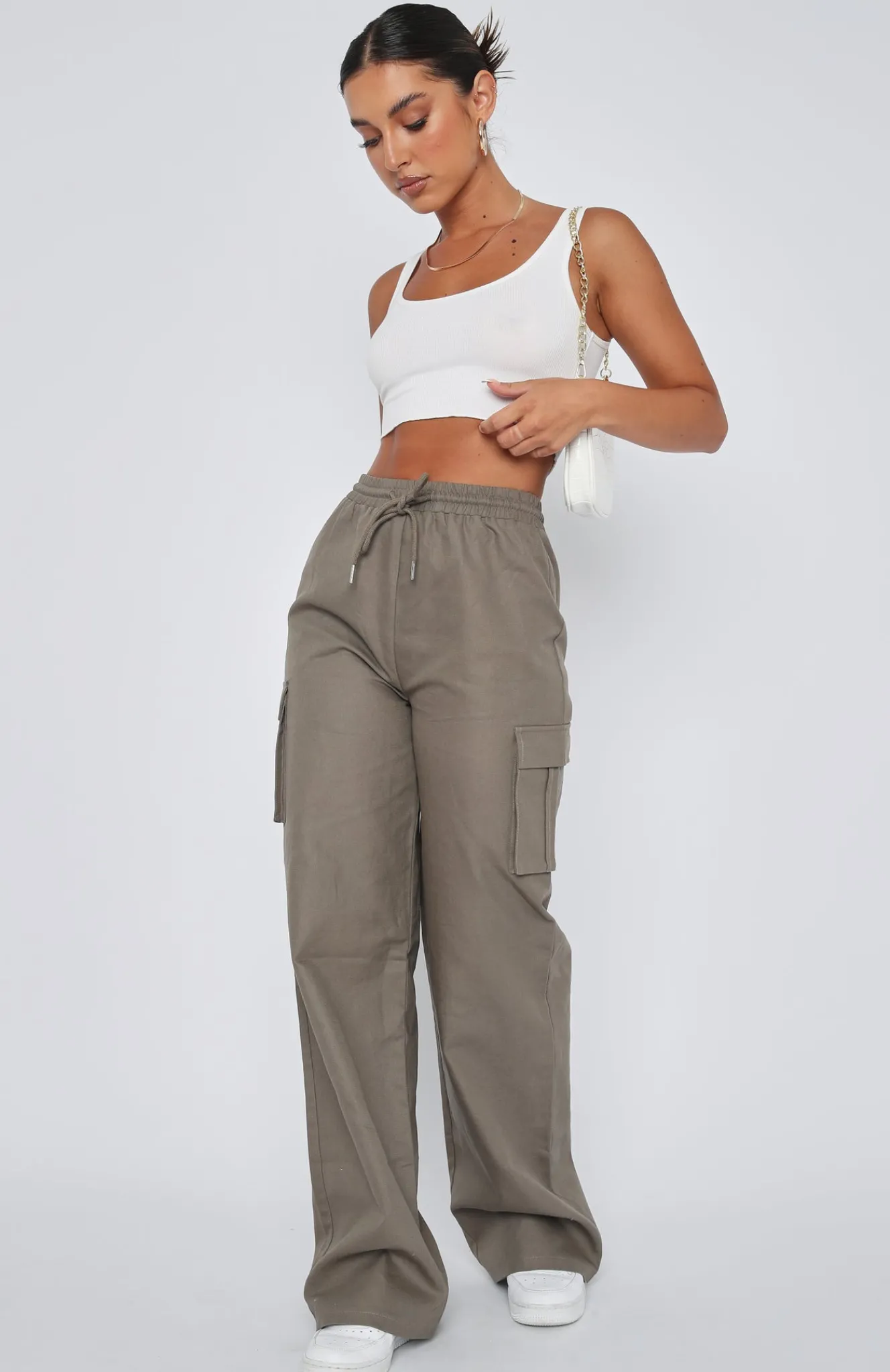 Pants | White Fox Boutique Up At Night Cargo Pants Dusty Khaki green