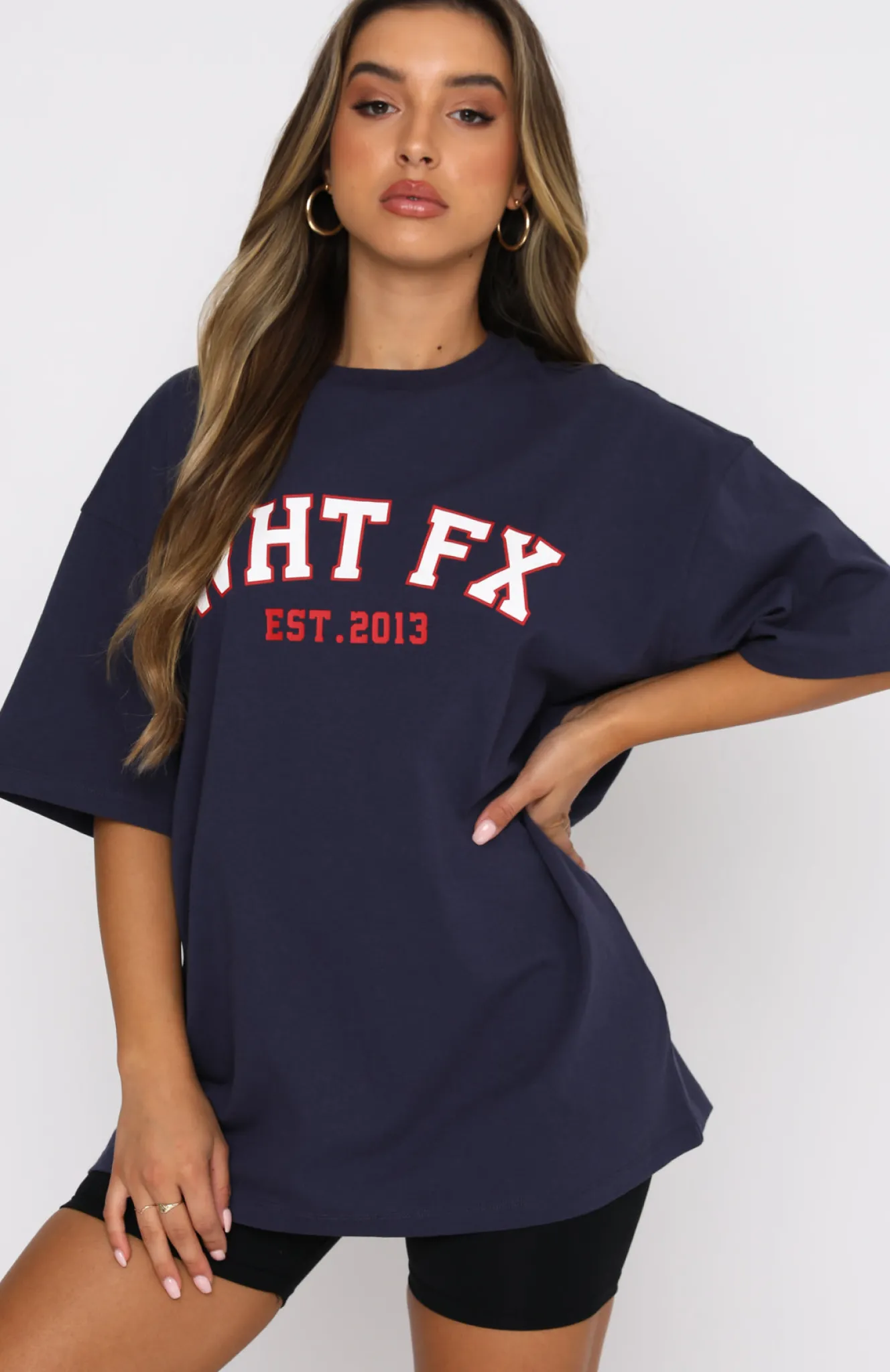 Shirts & Blouses | White Fox Boutique Varsity Tee Dusty Navy blue