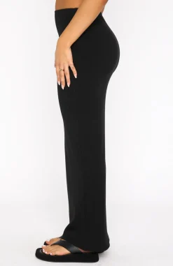 Restocked | White Fox Boutique Walk Behind Me Ribbed Maxi Skirt black