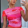 Shirts & Blouses | White Fox Boutique Weekend Fling Mesh Top Twilight Splash pink