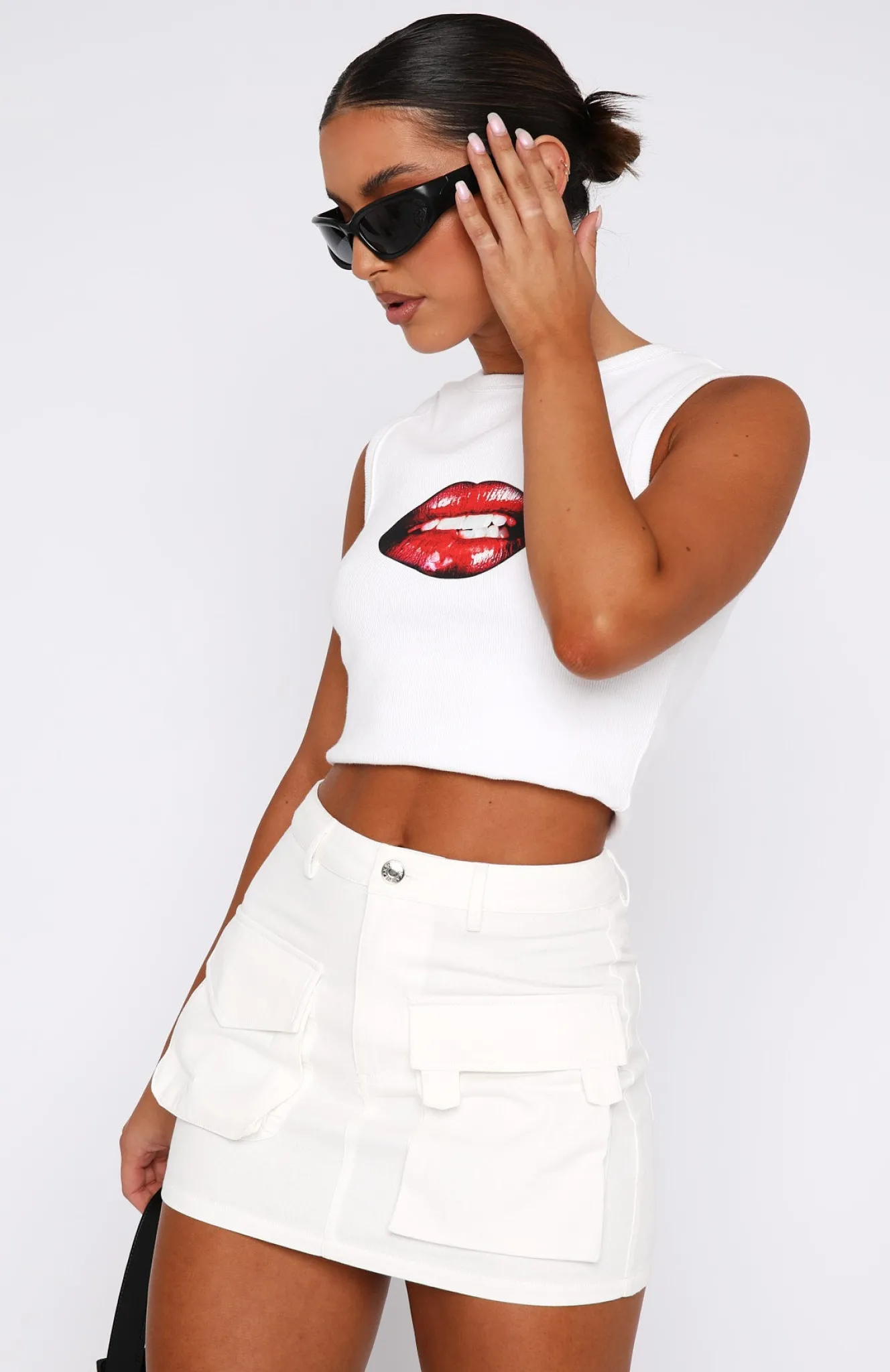 Restocked | White Fox Boutique Weekend Travels Cargo Mini Skirt white