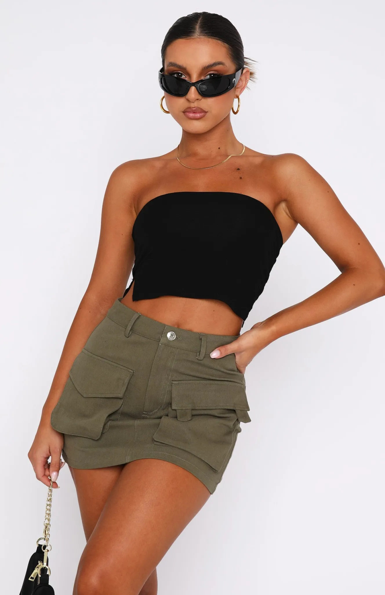 Restocked | White Fox Boutique Weekend Travels Cargo Mini Skirt Khaki green