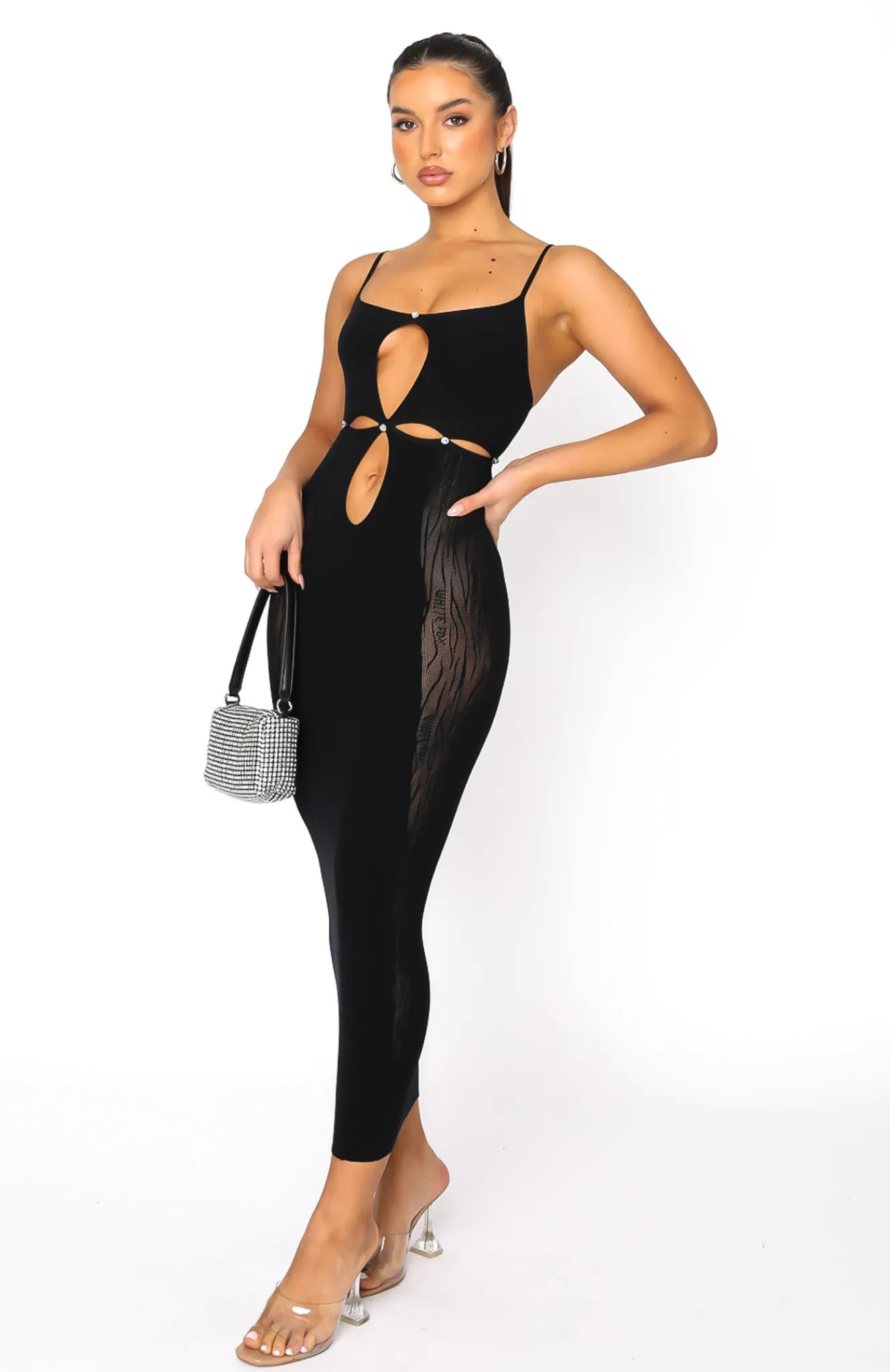 Restocked | White Fox Boutique Who Do You Love Midi Dress black
