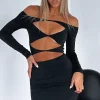 Restocked | White Fox Boutique With You Long Sleeve Mini Dress black