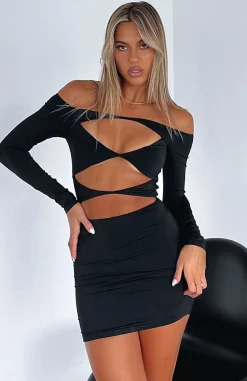 Restocked | White Fox Boutique With You Long Sleeve Mini Dress black