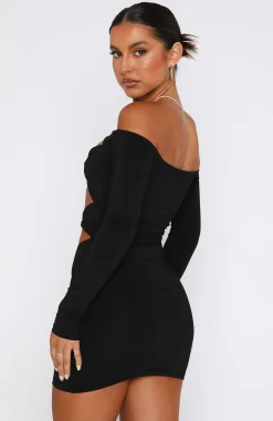 Restocked | White Fox Boutique With You Long Sleeve Mini Dress black