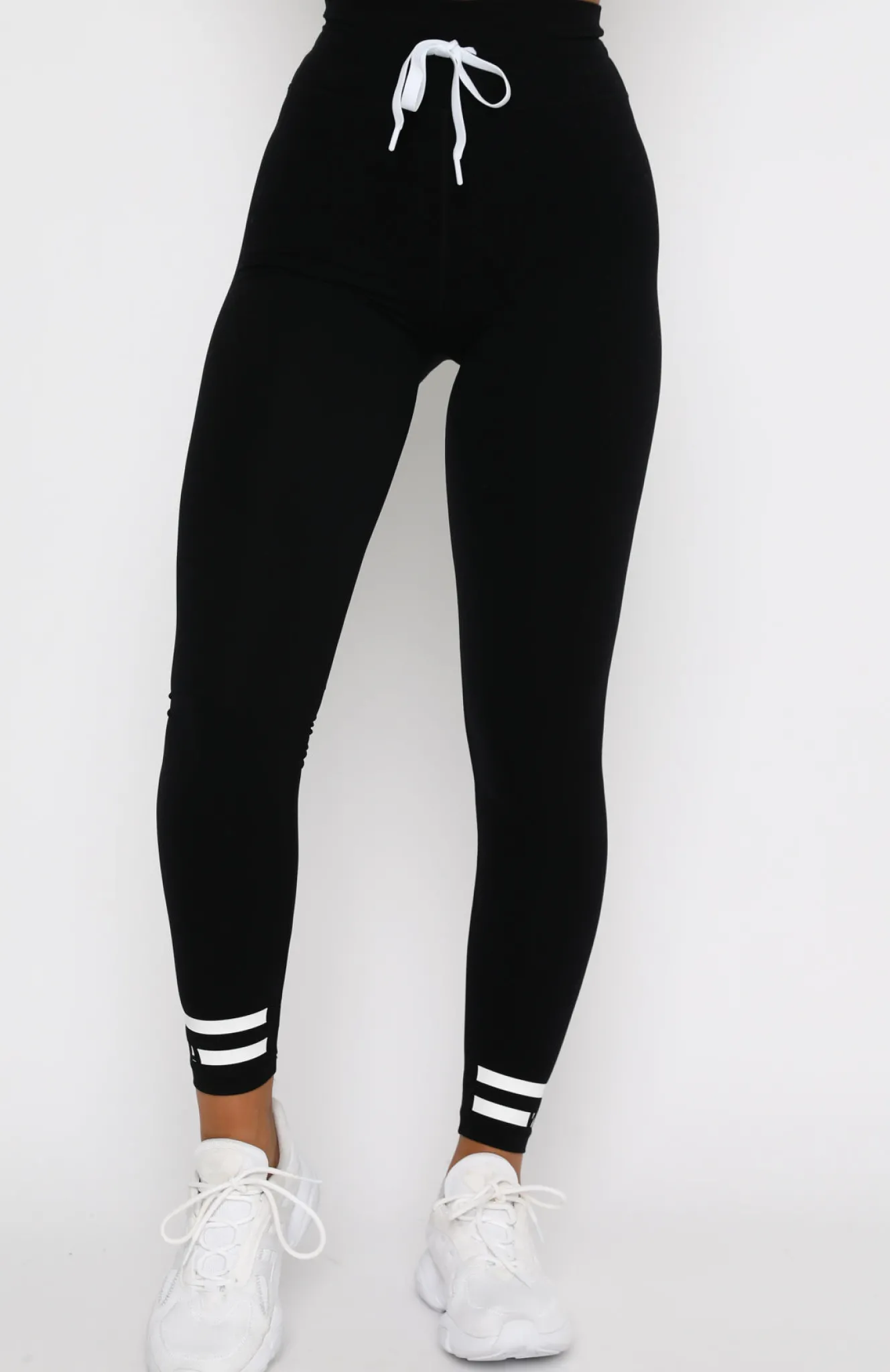 Leggings | White Fox Boutique Work It Out Leggings White Stripe black