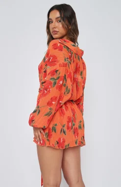Long Sleeve Dresses | White Fox Boutique You Drive Me Crazy Long Sleeve Mini Dress Spicy Rose orange