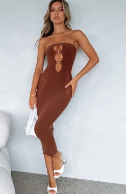 Restocked | White Fox Boutique Your Peace Midi Dress Chocolate brown