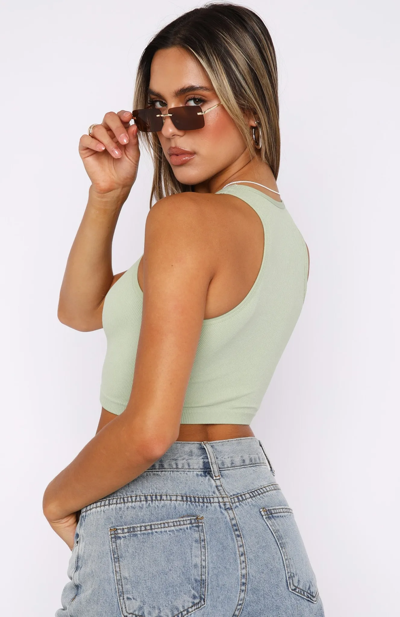 Shirts & Blouses | White Fox Boutique Your Vibe Seamless Tank Sage green