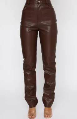 Pants | White Fox Boutique You've Got It PU Pants Chocolate brown